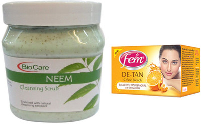 

Biocare Neem Scrub 500ml and Fem De-Tan Crème Bleach 30g(Set of 2)