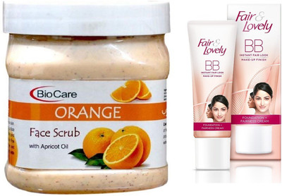 

Biocare Orange Face Scrub 500ml and Fair & Lovely BB Face Cream 40g(Set of 2)