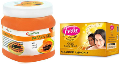 

Biocare Papaya Gel 500ml and Fem Gold Crème Bleach 64g(Set of 2)