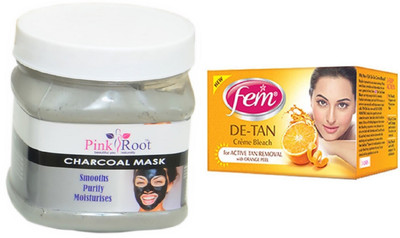 

Pink Root Charcoal Mask 500ml and Fem De-Tan Crème Bleach(Set of 2)