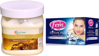 

Biocare Gold Cream 500ml and Fem Diamond Crème Bleach 30g(Set of 2)