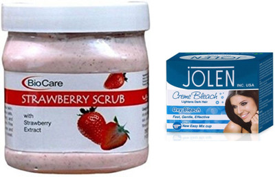 

Biocare Strawberry Scrub 500ml and Jolen Oxy Bleach Crème 35g(Set of 2)
