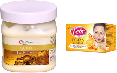 

Biocare Gold Cream 500ml and Fem De-Tan Crème Bleach 30g(Set of 2)