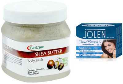 

Biocare Shea Butter Body Scrub 500ml and Jolen Oxy Bleach Crème 35g(Set of 2)