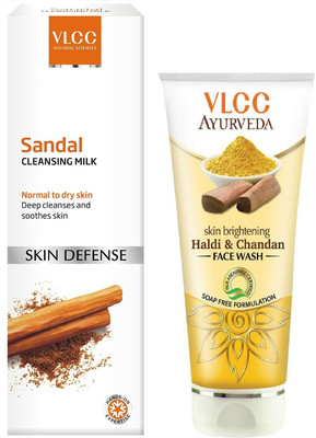 

VLCC Sandal Cleansing Milk 100ml+Haldi & Chandan Face wash 100ml(Set of 2)