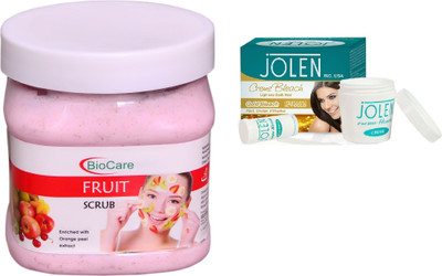 

Biocare Fruit Scrub 500ml and Jolen Gold Bleach Crème 18g(Set of 2)