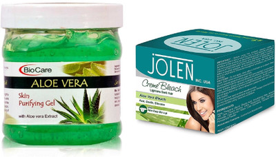 

Biocare Aloe Vera Gel 500ml and Jolen Aloe Vera Bleach Crème 18g(Set of 2)