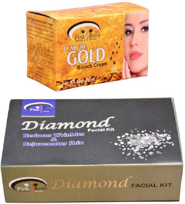 

Pink Root Gold Bleach 250gm and Diamond Facial Kit 83gm(Set of 2)