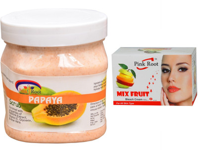 

Pink Root Mix Fruit Bleach 50g and Papaya Scrub 500ml(Set of 2)
