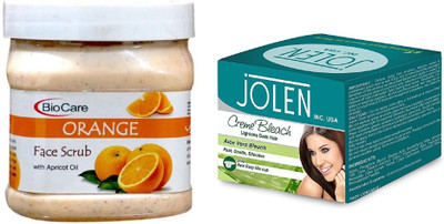 

Biocare Orange Face Scrub 500ml and Jolen Aloe Vera Bleach Crème 18g(Set of 2)