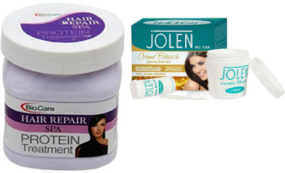 Biocare Hair Repair Spa 500ml and Jolen Gold Bleach Crème 18g(Set of 2)