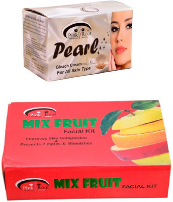 

Pink Root Pearl Bleach 250gm and Mix Fruit Facial Kit 83gm(Set of 2)