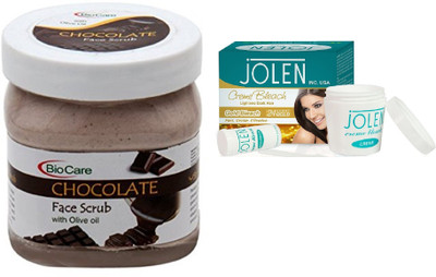

Biocare Chocolate Scrub 500ml and Jolen Gold Bleach Crème 18g(Set of 2)