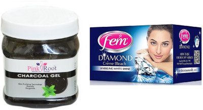 

Pink Root Charcoal Gel 500ml and Fem Diamond Crème Bleach(Set of 2)
