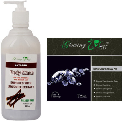 

Glowing Buzz Combo of anti tan body wash and diamond facial kit(Set of 2)