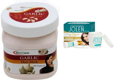 

Biocare Garlic Hair Mask 500ml and Jolen Gold Bleach Crème 18g(Set of 2)