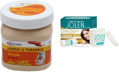 

Biocare Sandal & Turmeric Mask 500ml and Jolen Gold Bleach Crème 18g(Set of 2)