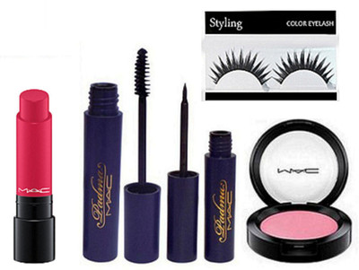 

styling Eyelashes & Mac Padam eyeliner & mascara & liptensity lipstick Rouge A Levres claret cast(Set of 5)