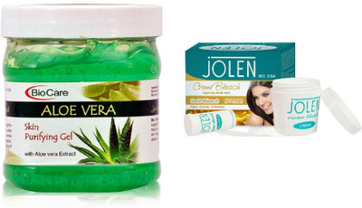 

Biocare Aloe Vera Gel 500ml and Jolen Gold Bleach Crème 18g(Set of 2)