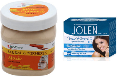 

Biocare Sandal & Turmeric Mask 500ml and Jolen Oxy Bleach Crème 35g(Set of 2)