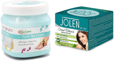

Biocare Foot Spa Cream 500ml and Jolen Aloe Vera Bleach Crème 18g(Set of 2)