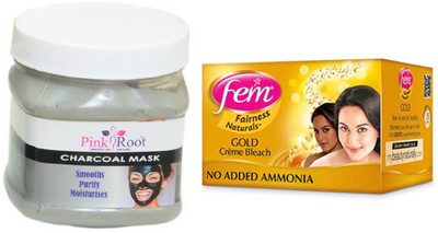 

Pink Root Charcoal Mask 500ml and Fem Gold Crème Bleach(Set of 2)