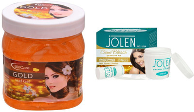 

Biocare Gold Leaf Gel 500ml and JOLEN Gold Bleach Crème (MEDIUM) 35G(Set of 2)