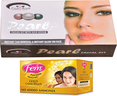 

Pink Root Pearl Facial Kit 83gm and Fem Gold Bleach(Set of 2)