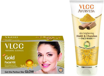 

VLCC Gold facial kit 50gm + Chandan & Kesar face wash 100ml(Set of 2)