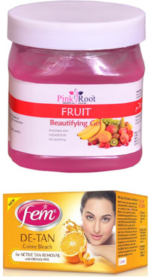 Pink Root Fruit Gel 500ml and Fem De-Tan Bleach(Set of 2)
