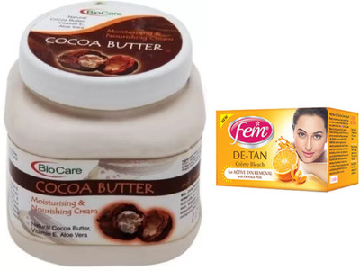 

Biocare Cocoa Butter Cream 500ml and Fem De-Tan Crème Bleach 30g(Set of 2)