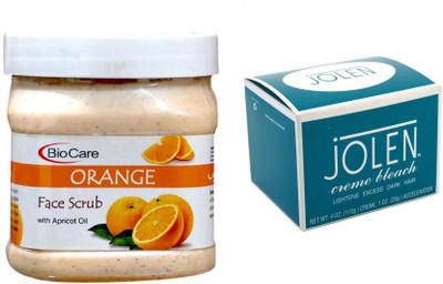 

Biocare Orange Face Scrub 500ml and Jolen Crème Bleach 18g(Set of 2)