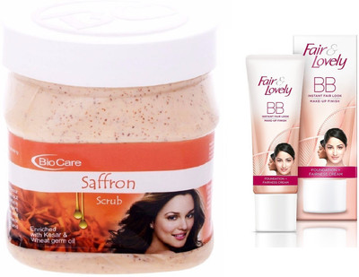 

Biocare Saffron Scrub 500ml and Fair & Lovely BB Face Cream 40g(Set of 2)