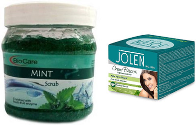 

Biocare Mint Scrub 500ml and Jolen Aloe Vera Bleach Crème 18g(Set of 2)