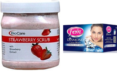 

Biocare Strawberry Scrub 500ml and Fem Diamond Crème Bleach 30g(Set of 2)