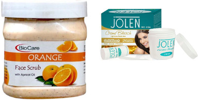 

Biocare Orange Face Scrub 500ml and Jolen Gold Bleach Crème 18g(Set of 2)