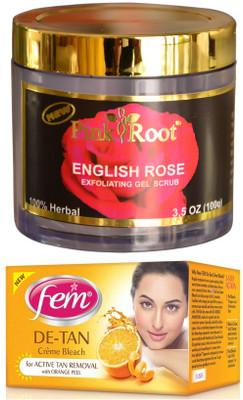 

Pink Root English Rose 100gm and FEM De-Tan Crème Bleach 30g(Set of 2)