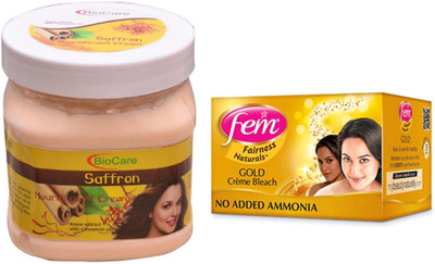 

Biocare Saffron Cream 500ml and Fem Gold Crème Bleach 64g(Set of 2)