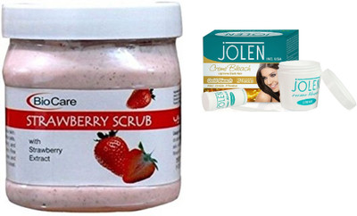 

Biocare Strawberry Scrub 500ml and Jolen Gold Bleach Crème 18g(Set of 2)