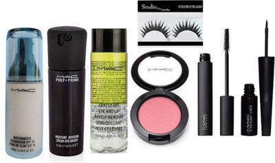 

Studio Fix Combo Eyelashes&Zoom Lash Volume Instantane Mascara,Liquid Last Eyeliner,Gently Make Up Remover,Pink Blusher,Moisture Infusion Serum Hydratant,Match Master Foundation(Set of 7)