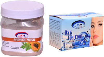 

Pink Root Oxy Ice Cool Bleach 250gm and Papaya Mask 500ml(Set of 2)