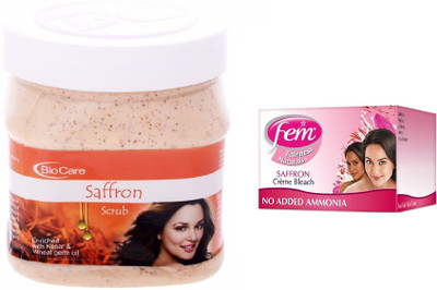 

Biocare Saffron Scrub 500ml and Fem Saffron Crème Bleach 64g(Set of 2)