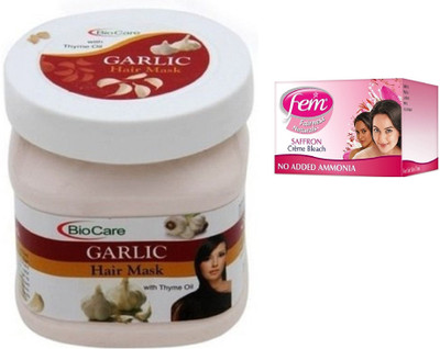 

Biocare Garlic Hair Mask 500ml and Fem Saffron Crème Bleach 64g(Set of 2)