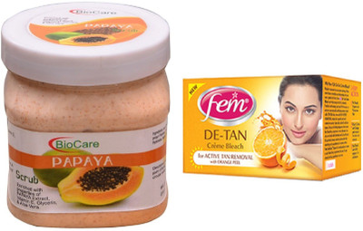 

Biocare Papaya Scrub 500ml and Fem De-Tan Crème Bleach 30g(Set of 2)