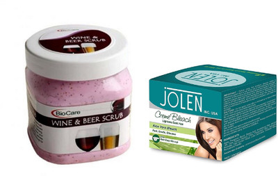 

Biocare Wine & Beer Scrub 500ml and Jolen Aloe Vera Bleach Crème 18g(Set of 2)