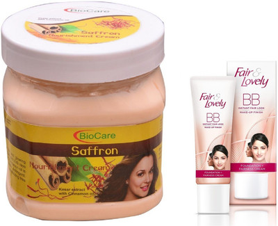 

Biocare Saffron Cream 500ml and Fair & Lovely BB Face Cream 40g(Set of 2)
