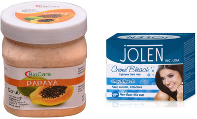 

Biocare Papaya Scrub 500ml and Jolen Oxy Bleach Crème 35g(Set of 2)