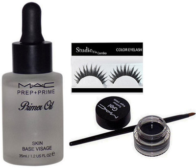 

Studio Fix Combo Eyelashes&Mac Prep+Primer Oil , Gel Long Lasting Eyeliner(Set of 3)