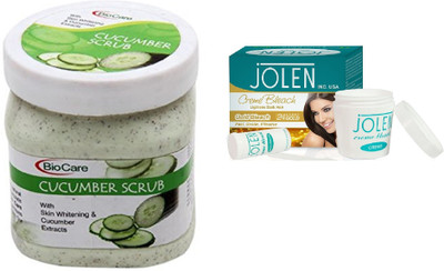 

Biocare Cucumber Scrub 500ml and Jolen Gold Bleach Crème 18g(Set of 2)