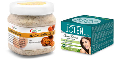 

Biocare Blackheads Scrub 500ml and Jolen Aloe Vera Bleach Crème 18g(Set of 2)